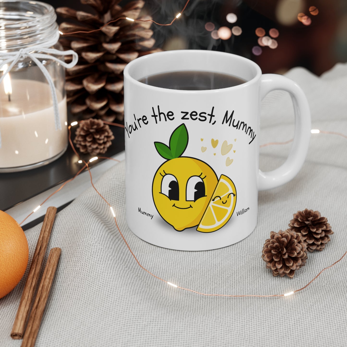 Personalised Mother and Child Lemon Mug, Cute Mommy and Baby Kitchenware Gift, Family Lemon Tea Cup, Parent and Kid Coffee Mug, Motherhood Gift Idea,
