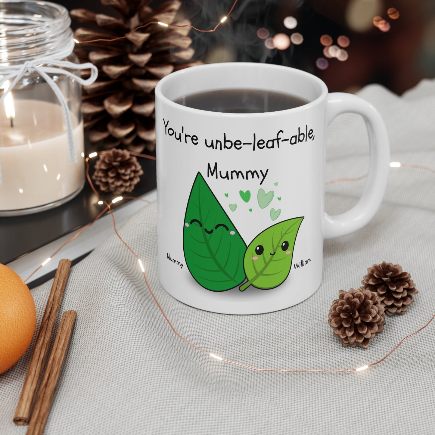 Unbe-Leaf-Able Mug, Cute Plant Mug for Mom, Gifts for Mother's Day, Gardening Lovers, Funny Coffee Cup, Eco-Friendly Gift