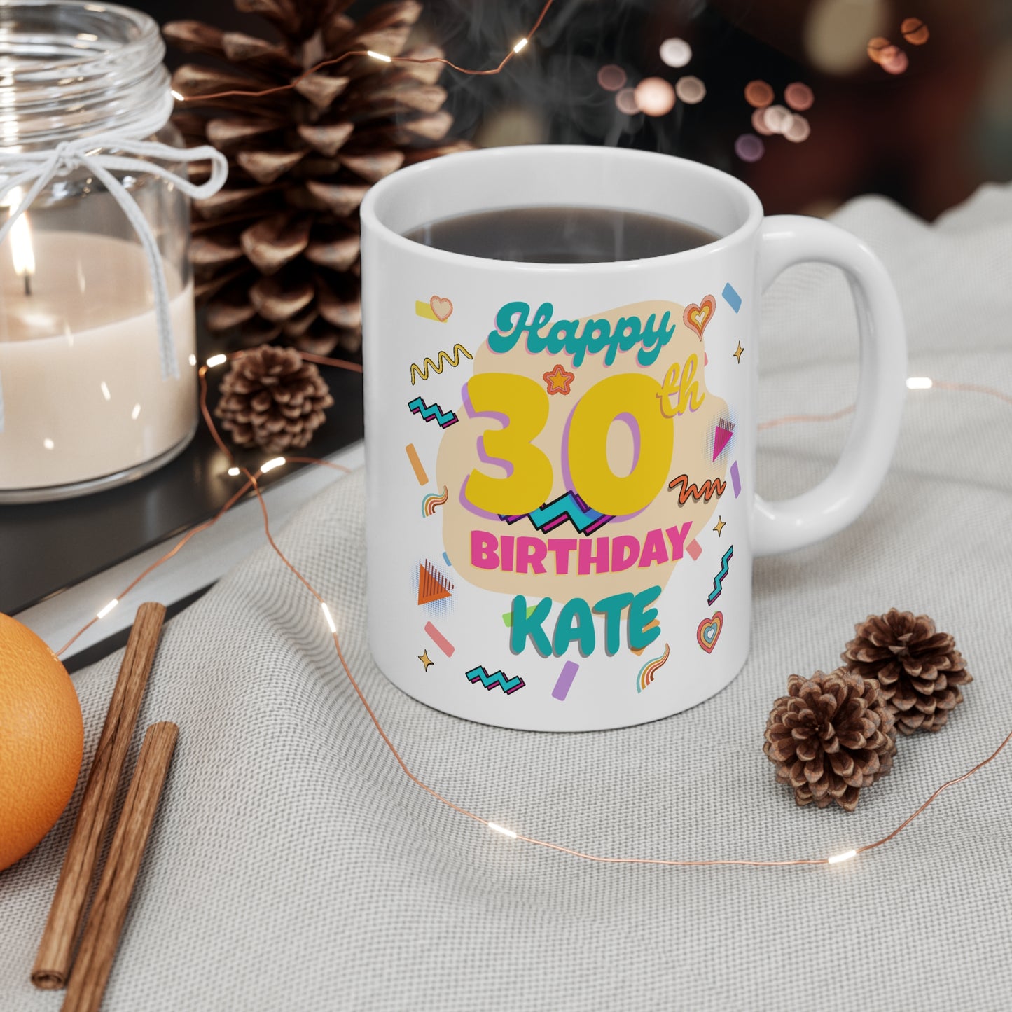 Personalised 30th Birthday Mug, 30th Birthday Gift, Unique Coffee Cup, Fun Decor, Personalized Mug