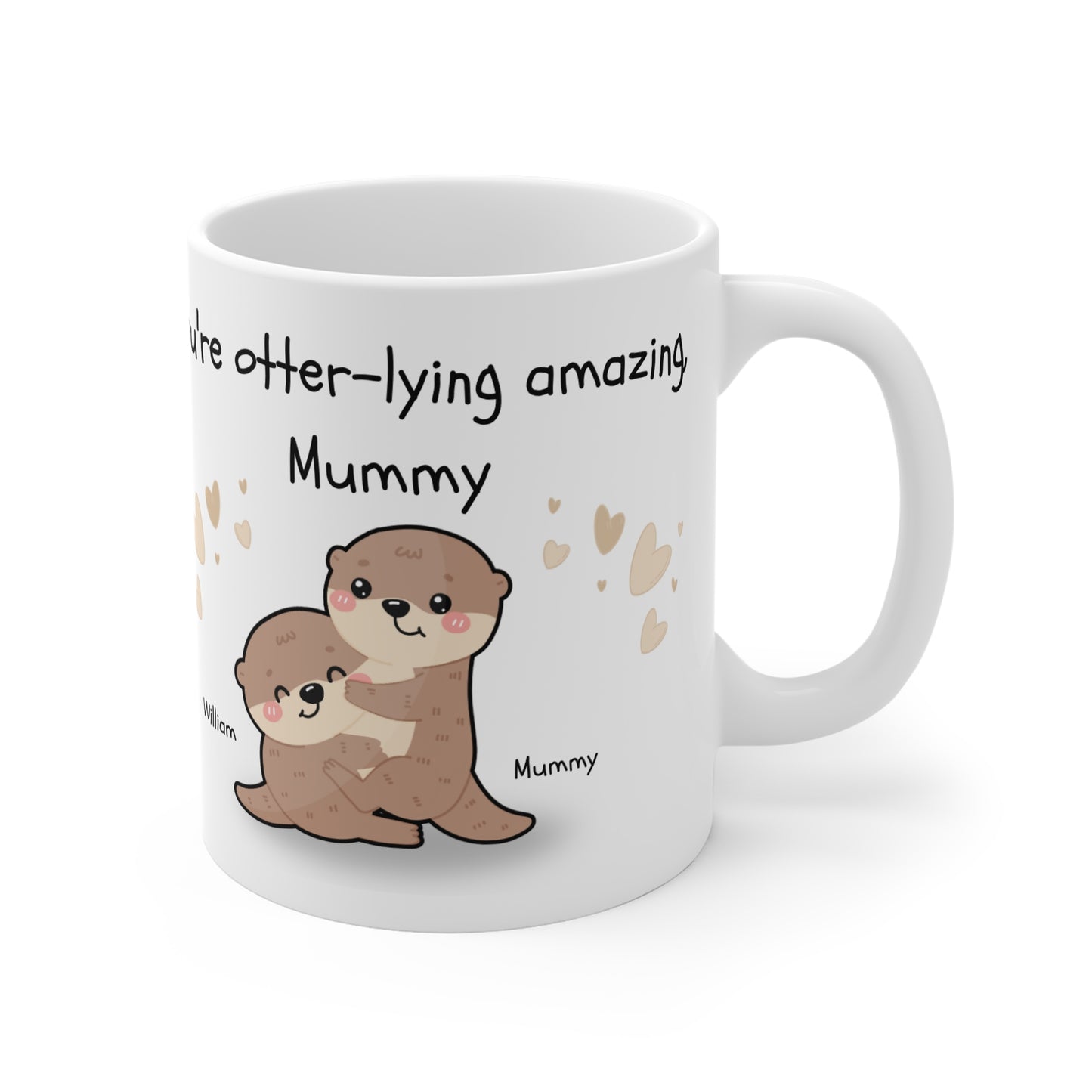 Personalised Cute Otter Mug for Mom, Funny Gift for Mother's Day, Personalized Coffee Cup, Animal Lover, Gift for Birthdays, Unique Kitchen Decor