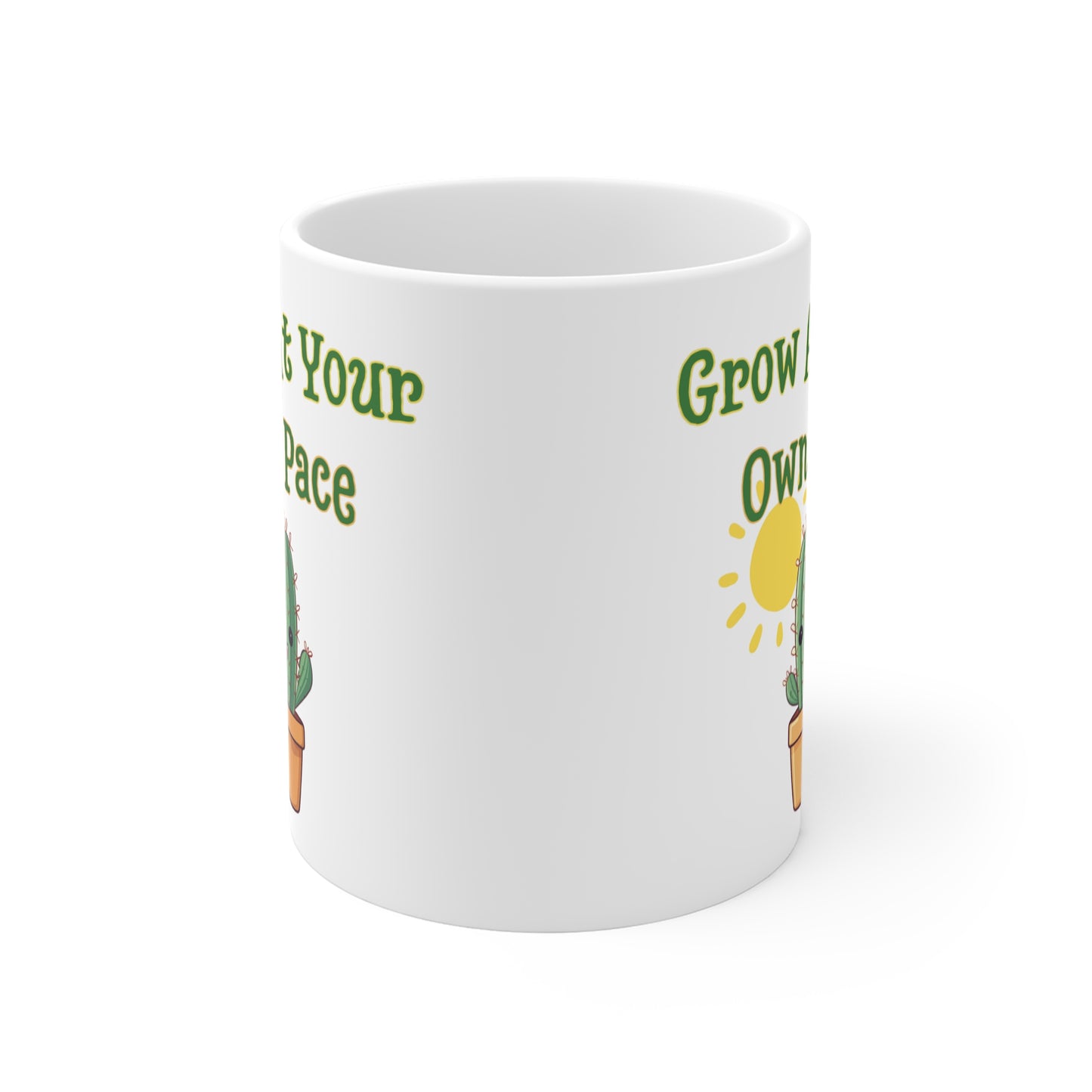 Grow At Your Own Pace - Inspirational Quote Cactus Mug