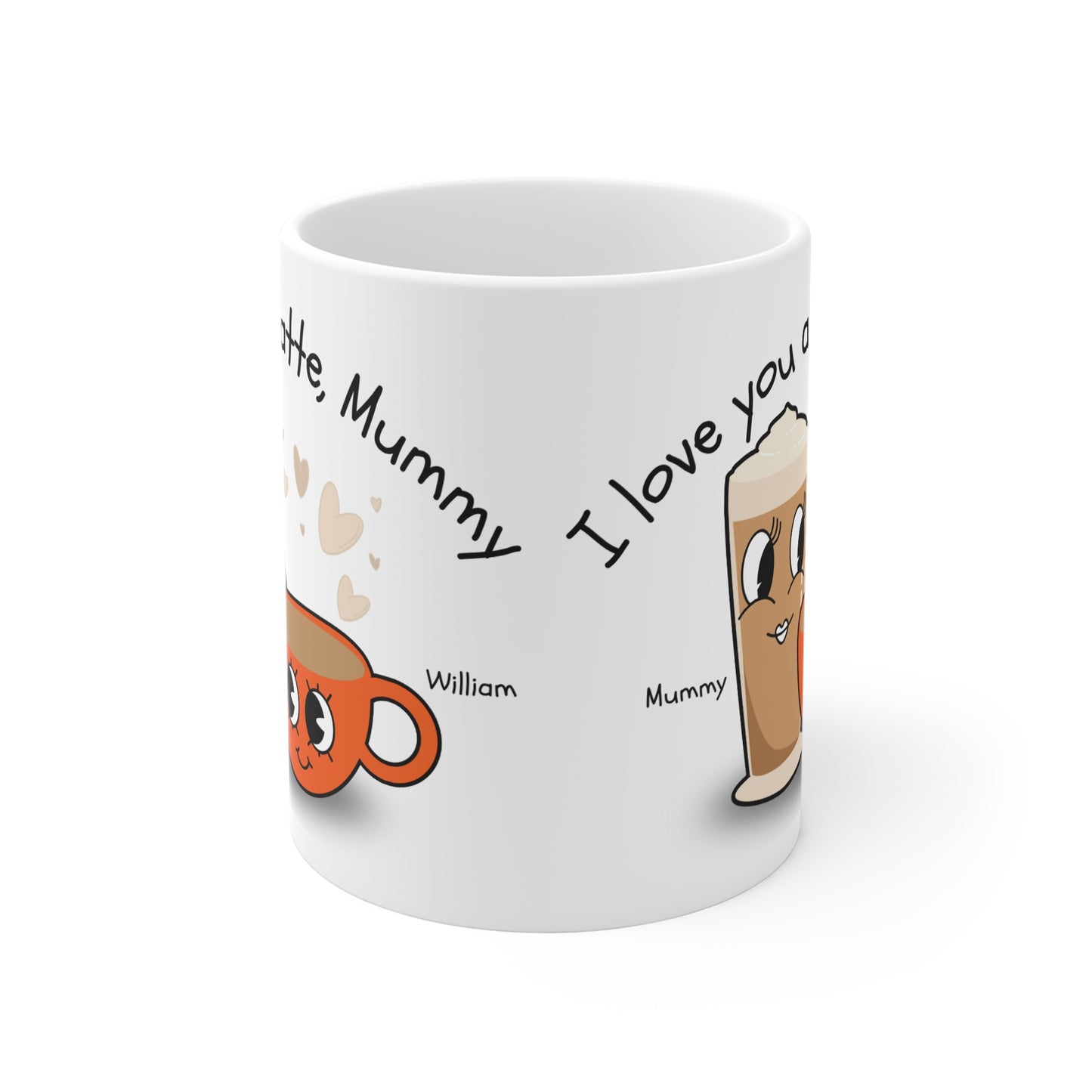 Personalised Cute Coffee Mug for Mother, I Love You a Latte Mug, Gift for Mom, Mother's Day, Cute Coffee Lovers Gift, Family Fun Mug