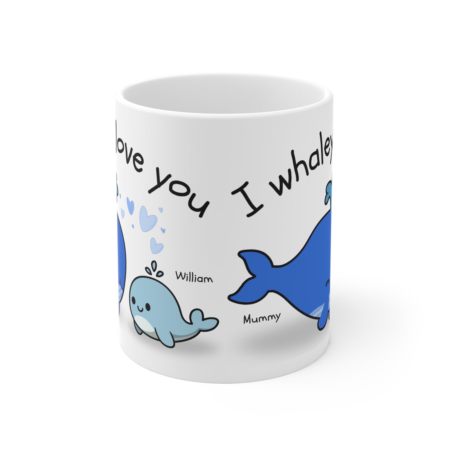 Personalised Cute Whale Family Love Mug, Personalized Gift for Mom, Perfect for Birthdays, Mother's Day, Family Gatherings, Ocean Lovers