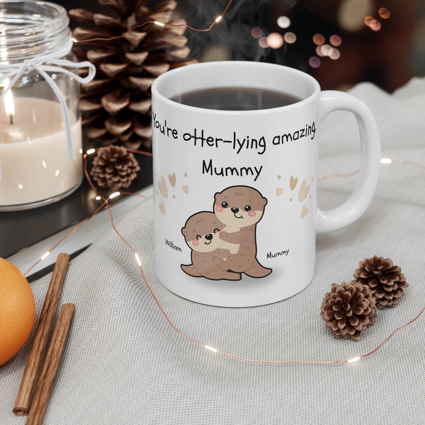 Personalised Cute Otter Mug for Mom, Funny Gift for Mother's Day, Personalized Coffee Cup, Animal Lover, Gift for Birthdays, Unique Kitchen Decor