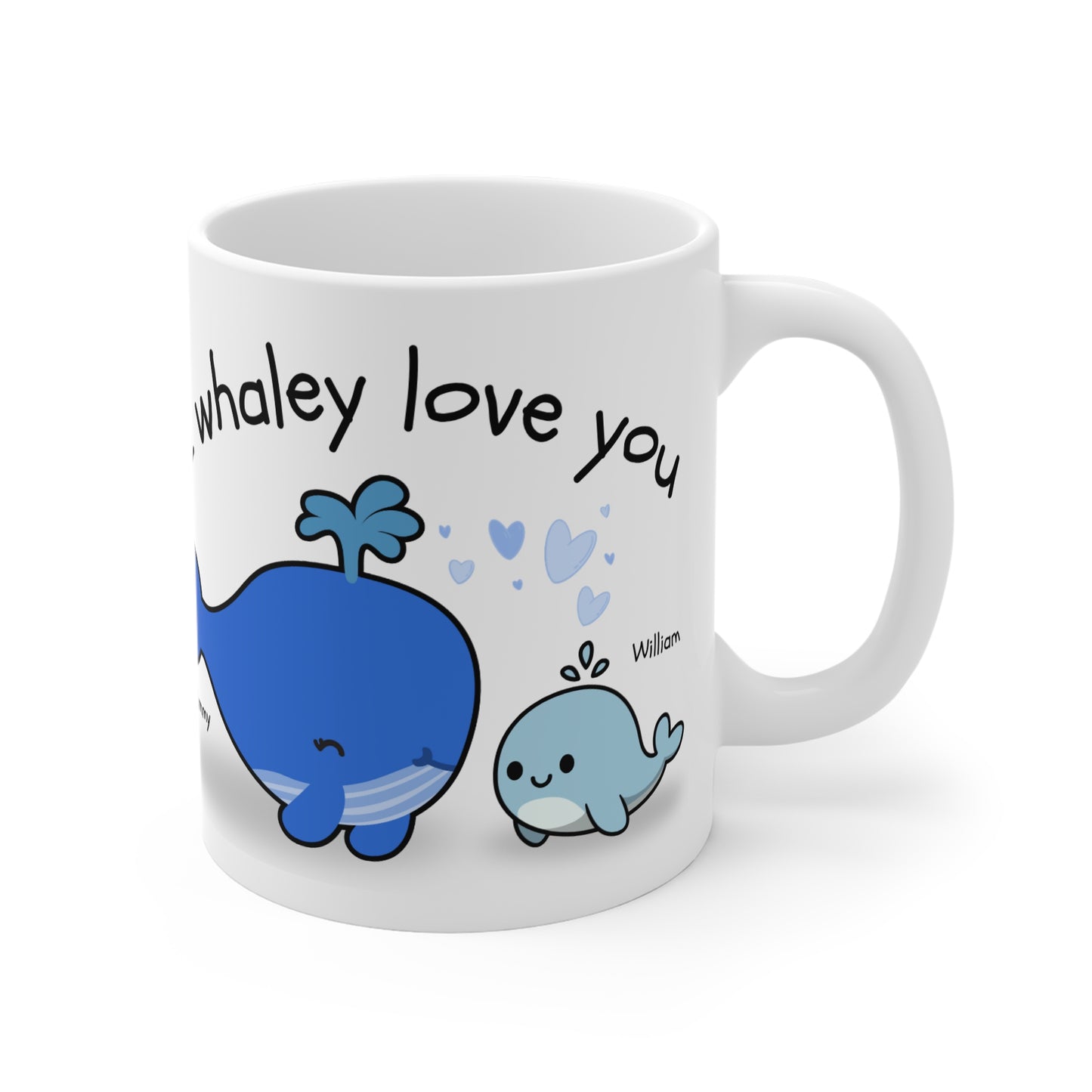 Personalised Cute Whale Family Love Mug, Personalized Gift for Mom, Perfect for Birthdays, Mother's Day, Family Gatherings, Ocean Lovers