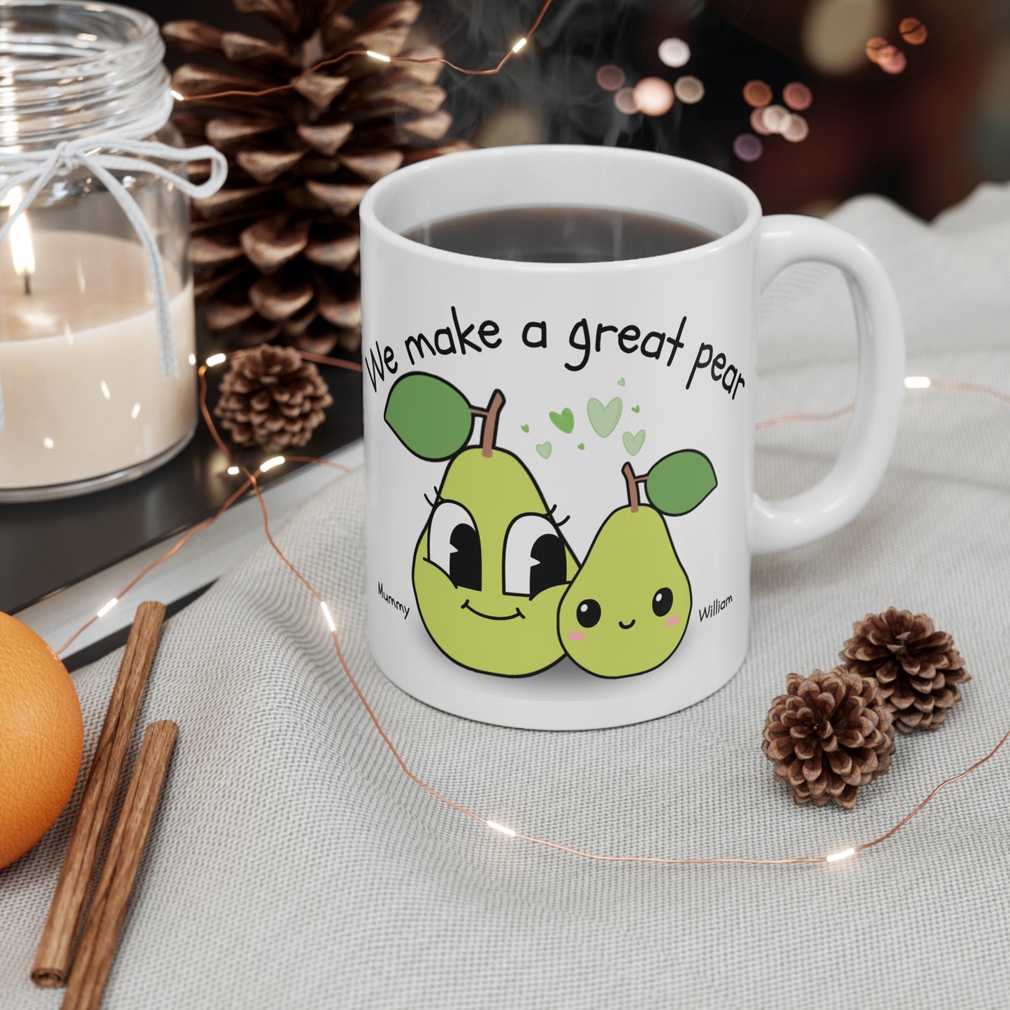 Personalised Great Pear Mug - Cute Gift for Mommies, Personalized Coffee Cup, Fun Home Decor, Perfect for Birthdays, Mother's Day