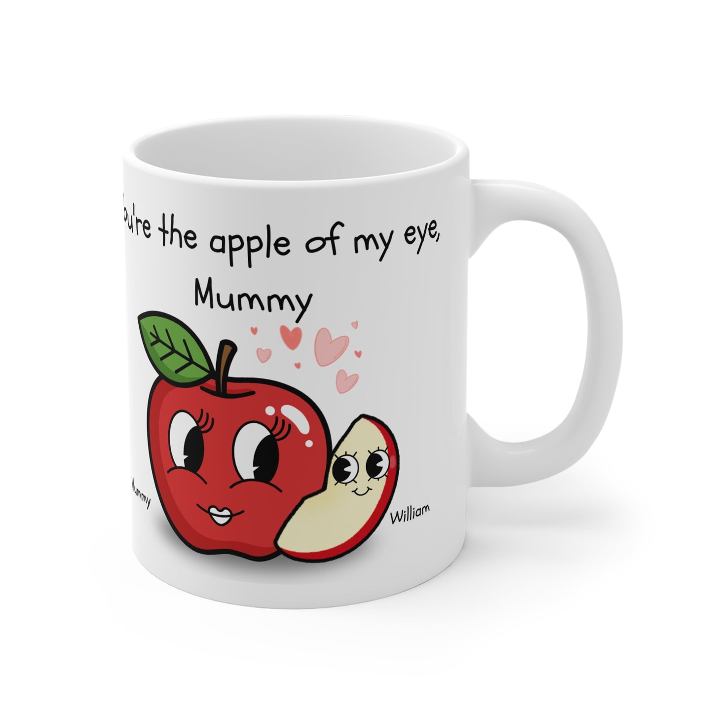 Personalised Mummy Mug | Cute Apple Design for Mummies | Gift for Mom, Mother's Day, Birthday, Love, Family