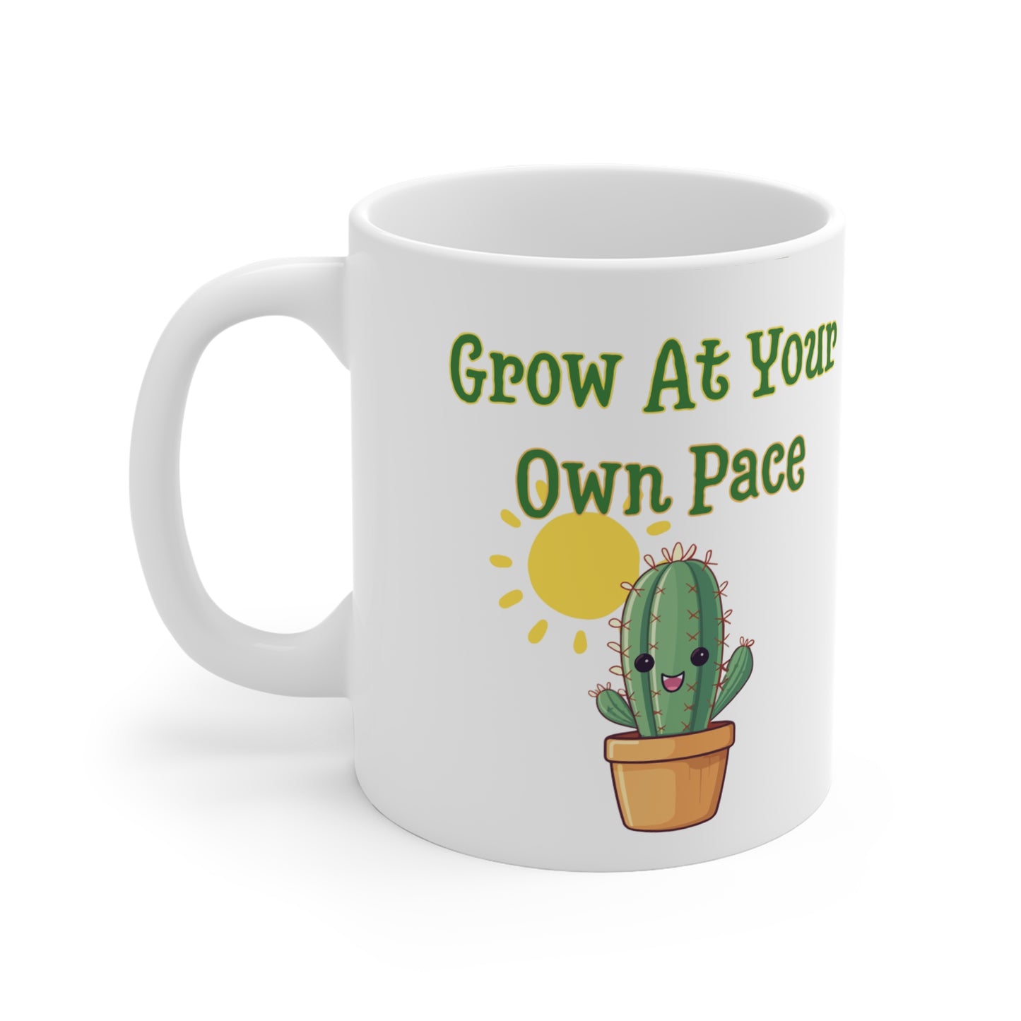 Grow At Your Own Pace - Inspirational Quote Cactus Mug