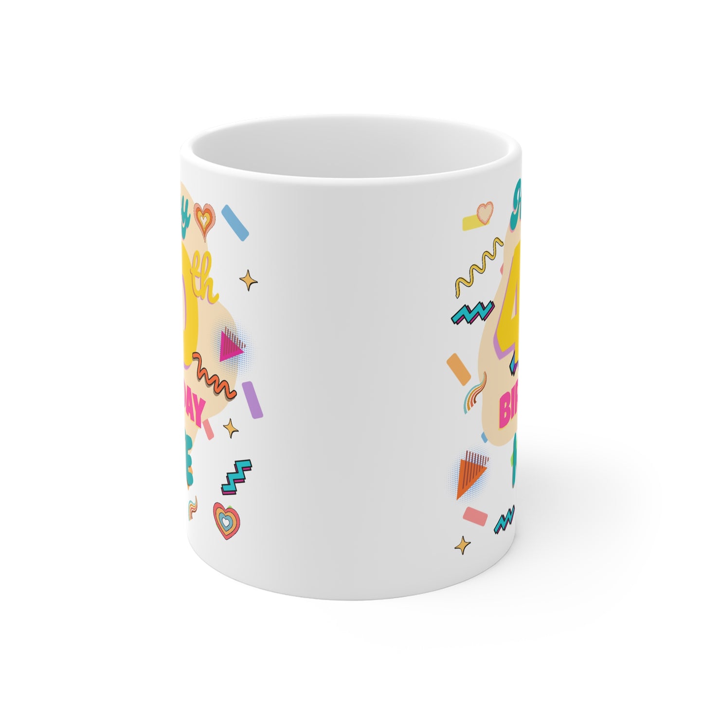 Personalised 40th Birthday Mug, Celebratory Gift for Friends, Fun Coffee Cup, Unique Party Favour, Colorful Drinkware