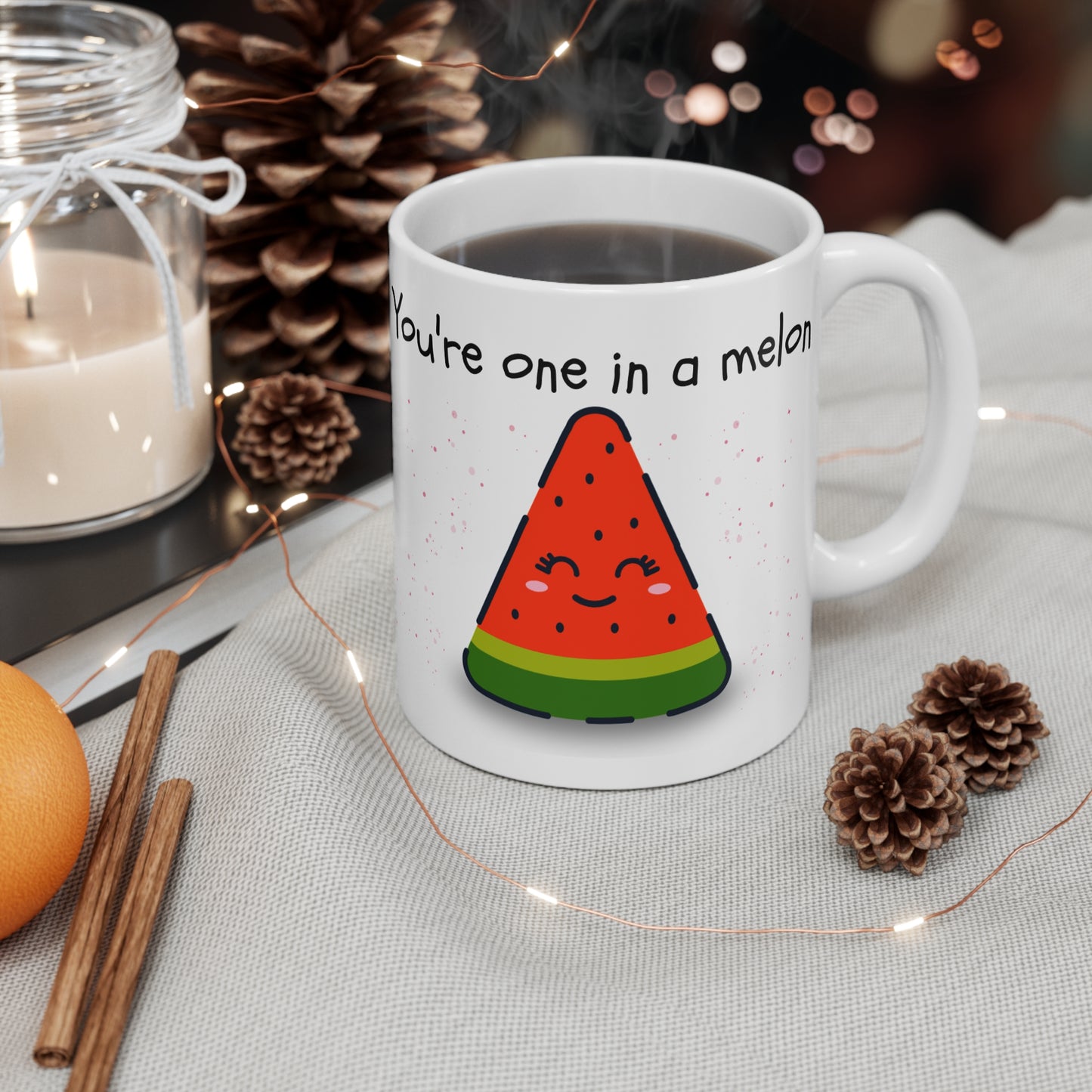 You're One in a Melon Mug, Cute Watermelon Coffee Cup, Fun Gift for Friends, Cheerful Drinkware, Summer Celebration Mug