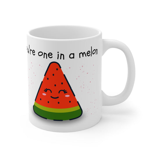 You're One in a Melon Mug, Cute Watermelon Coffee Cup, Fun Gift for Friends, Cheerful Drinkware, Summer Celebration Mug