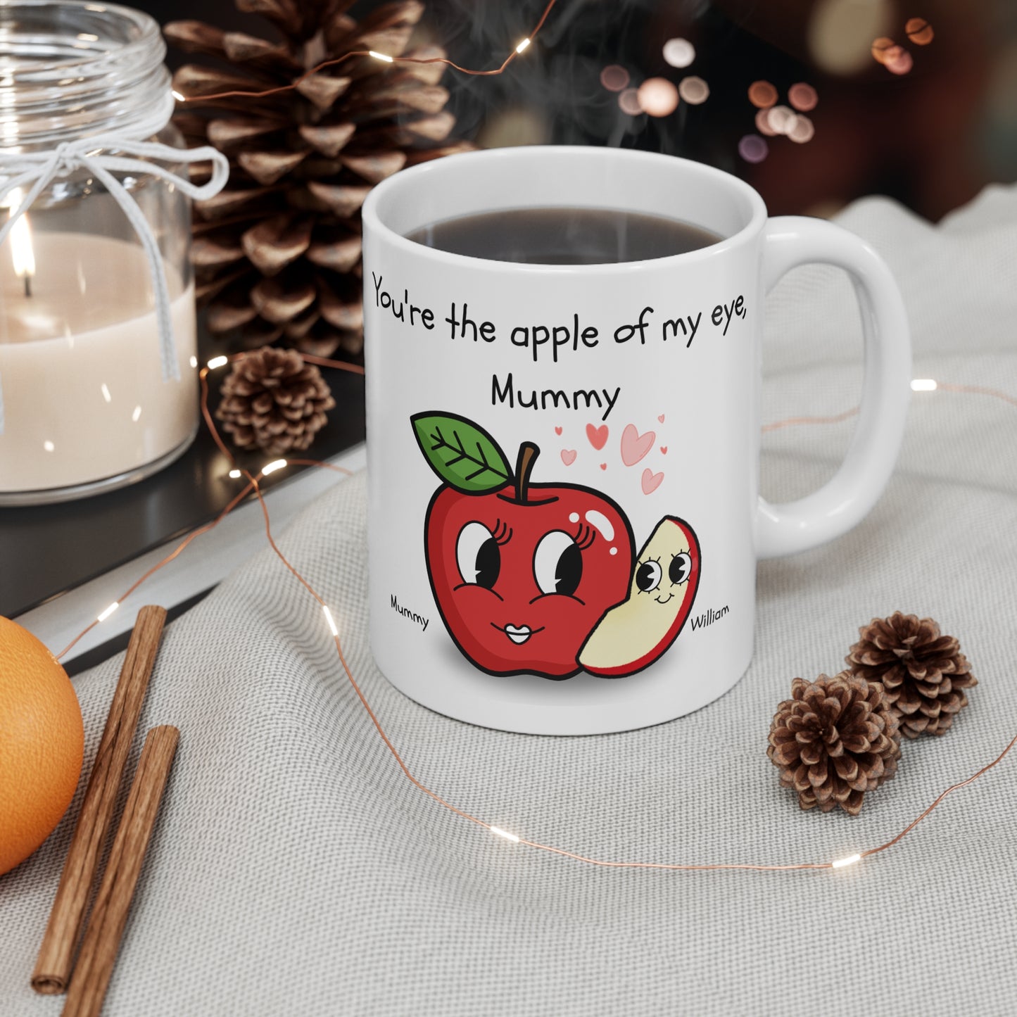 Personalised Mummy Mug | Cute Apple Design for Mummies | Gift for Mom, Mother's Day, Birthday, Love, Family