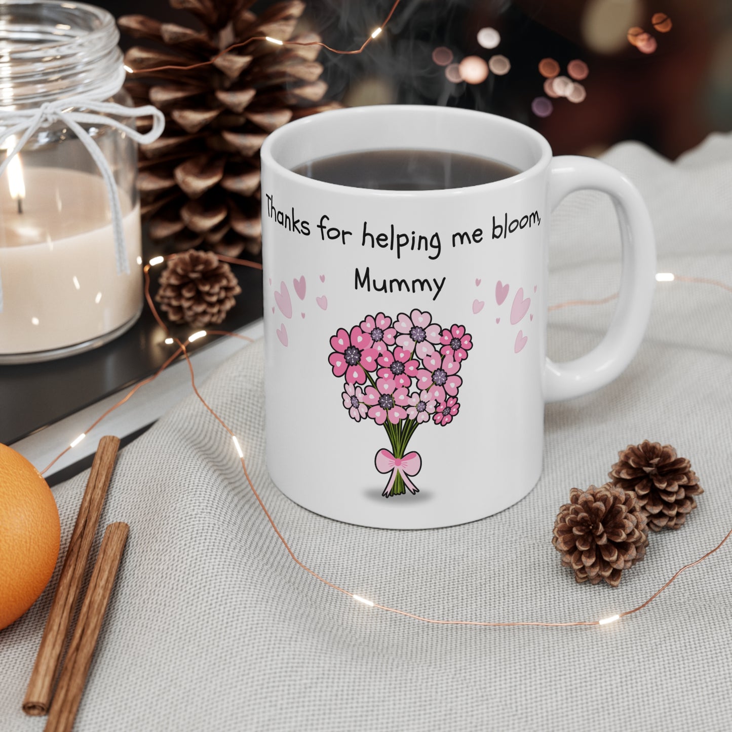 Floral Appreciation Mug for Mum - Gift for Mother's Day, Thank You Mug, Floral Design, Cute Coffee Cup, Heartfelt Gift